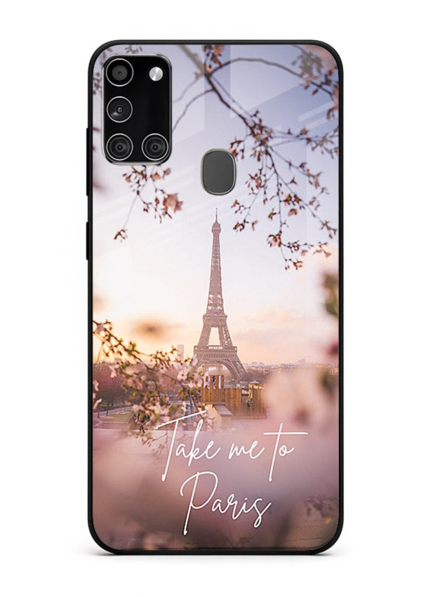 Paris Dream Sunset Eiffel Tower artwork Samsung A21s glass back cover