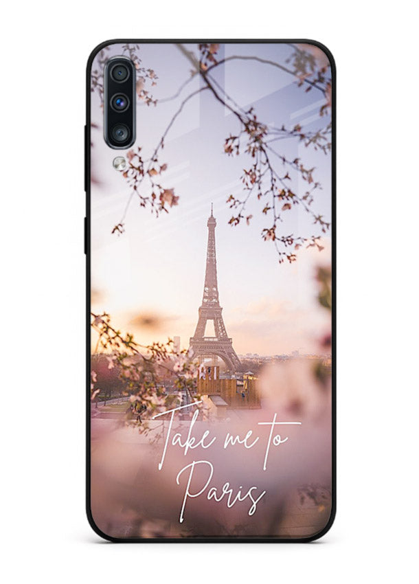 Paris Dream Sunset Eiffel Tower artwork Samsung A50 glass back cover
