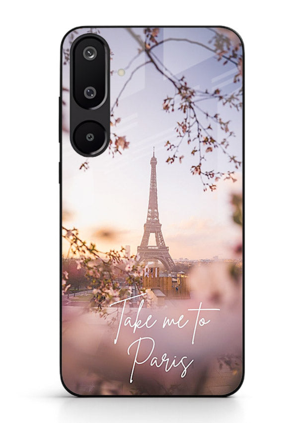 Paris Dream Sunset Eiffel Tower artwork Samsung M16 5G glass back cover