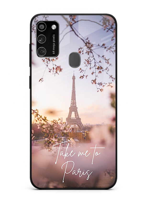 Paris Dream Sunset Eiffel Tower artwork Samsung M30s glass back cover
