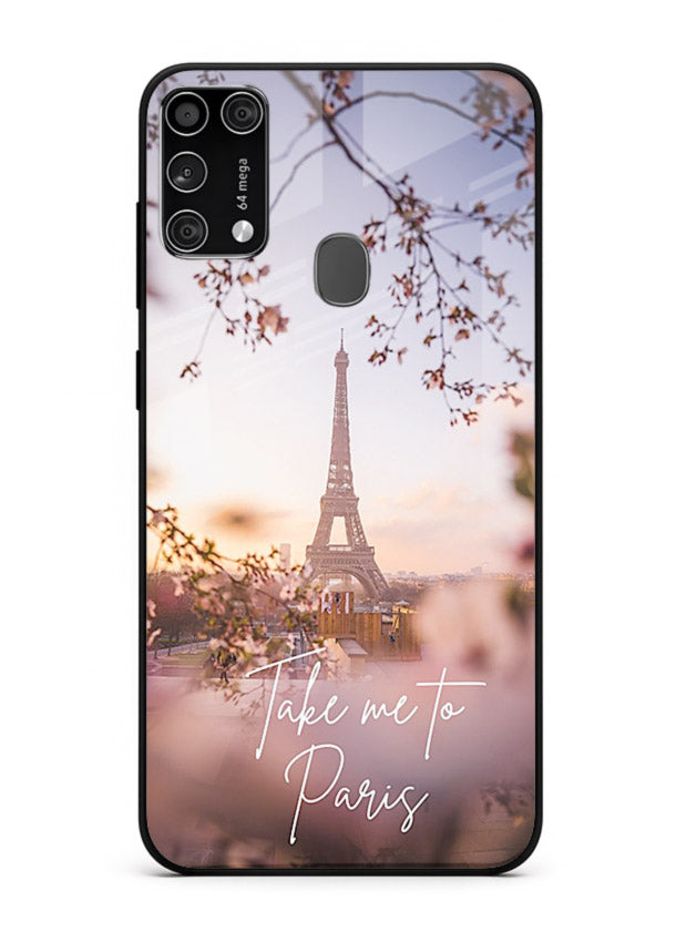 Paris Dream Sunset Eiffel Tower artwork Samsung M31 Prime glass back cover