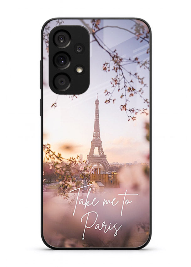 Paris Dream Sunset Eiffel Tower artwork Samsung M32 5G glass back cover