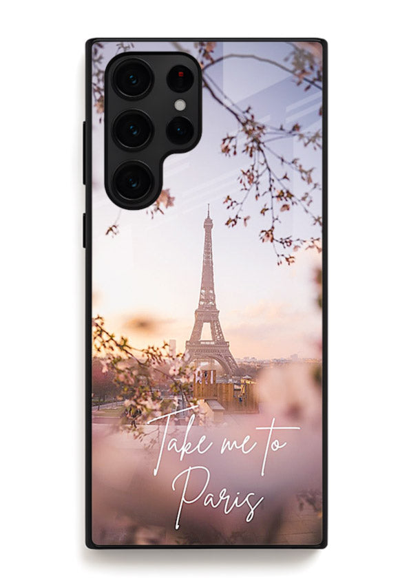 Paris Dream Sunset Eiffel Tower artwork Samsung S24 Ultra glass back cover
