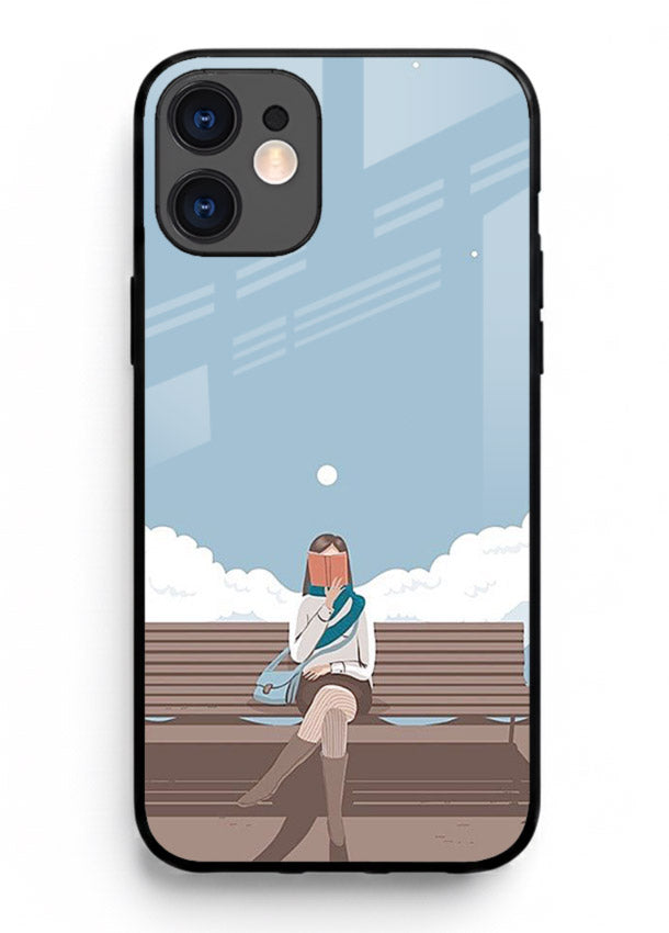 Park Bench Girl aesthetic illustration iphone 11 glass back cover