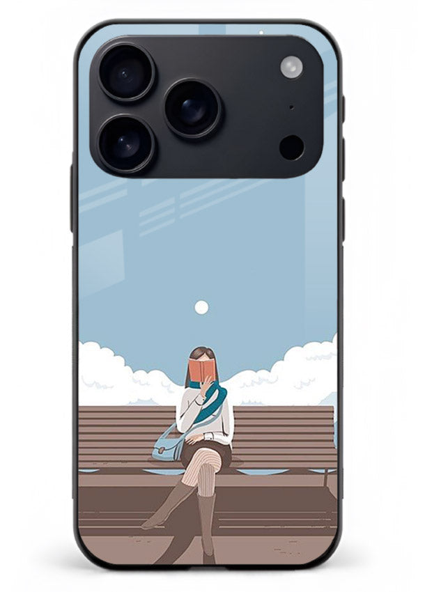 Park Bench Girl aesthetic illustration iphone 18 pro max glass back cover