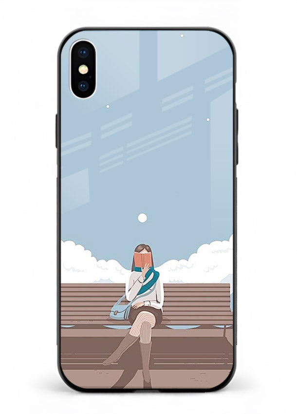 Park Bench Girl aesthetic illustration iphone xs max glass back cover