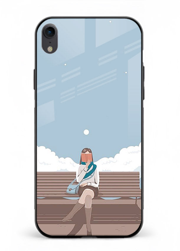 Park Bench Girl aesthetic illustration iphone xr glass back cover