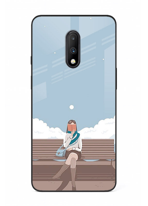Park Bench Girl aesthetic illustration OnePlus 7 glass back cover