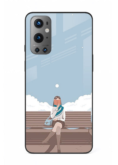 Park Bench Girl aesthetic illustration OnePlus 9 glass back cover