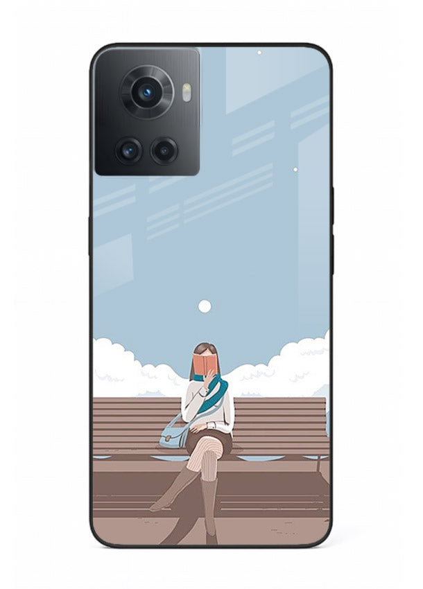 Park Bench Girl aesthetic illustration OnePlus 10R glass back cover
