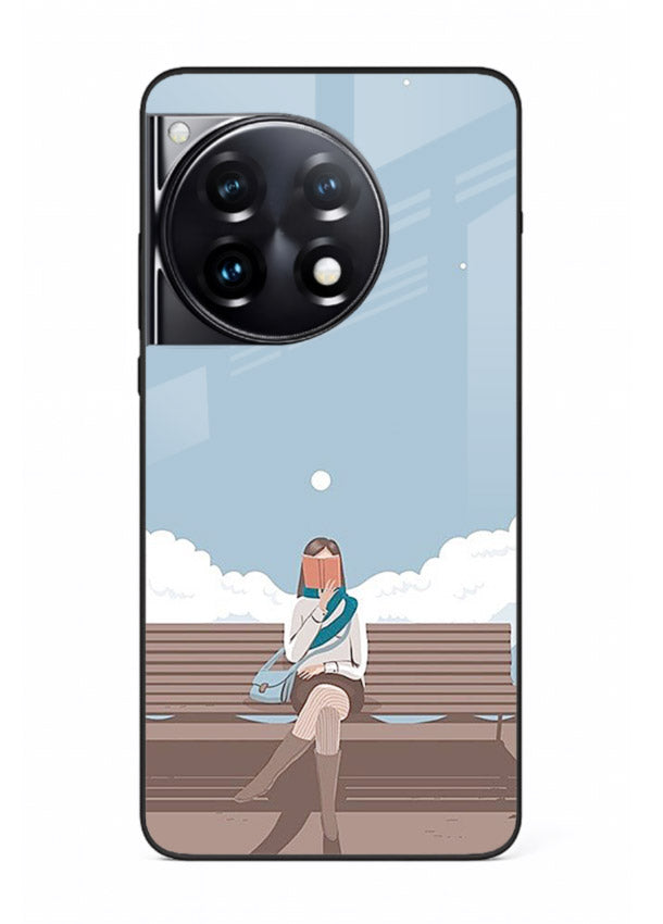 Park Bench Girl aesthetic illustration OnePlus 12R glass back cover