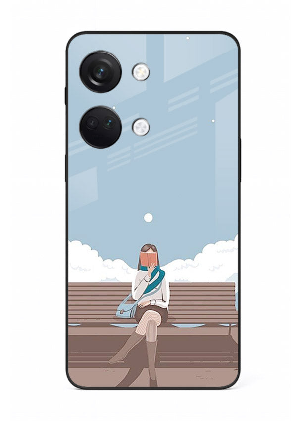 Park Bench Girl aesthetic illustration OnePlus Nord 3 glass back cover