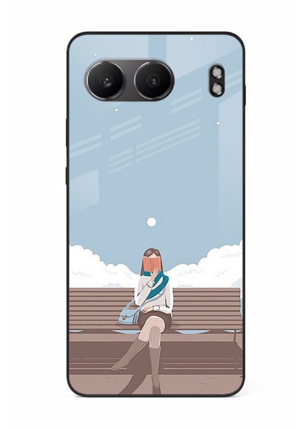 Park Bench Girl aesthetic illustration OnePlus Nord 4 glass back cover