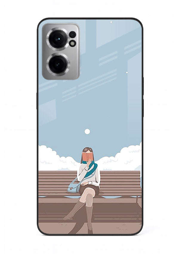 Park Bench Girl aesthetic illustration OnePlus Nord CE2 5G glass back cover