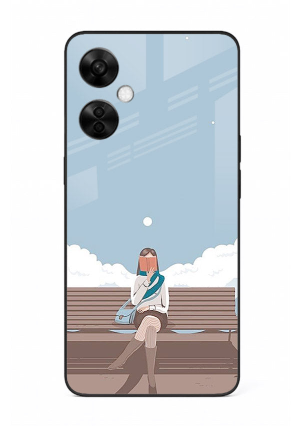 Park Bench Girl aesthetic illustration OnePlus Nord CE3 Lite glass back cover