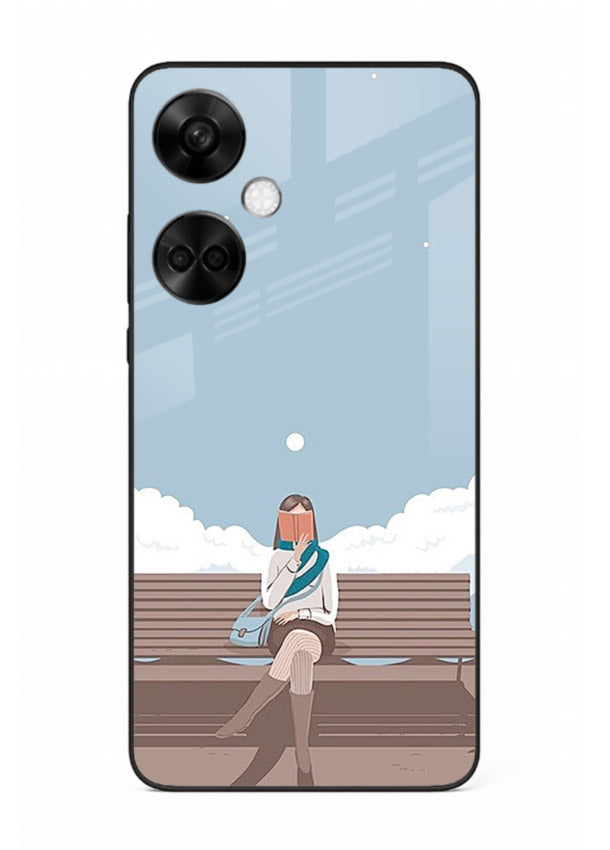 Park Bench Girl aesthetic illustration OnePlus Nord CE3 glass back cover