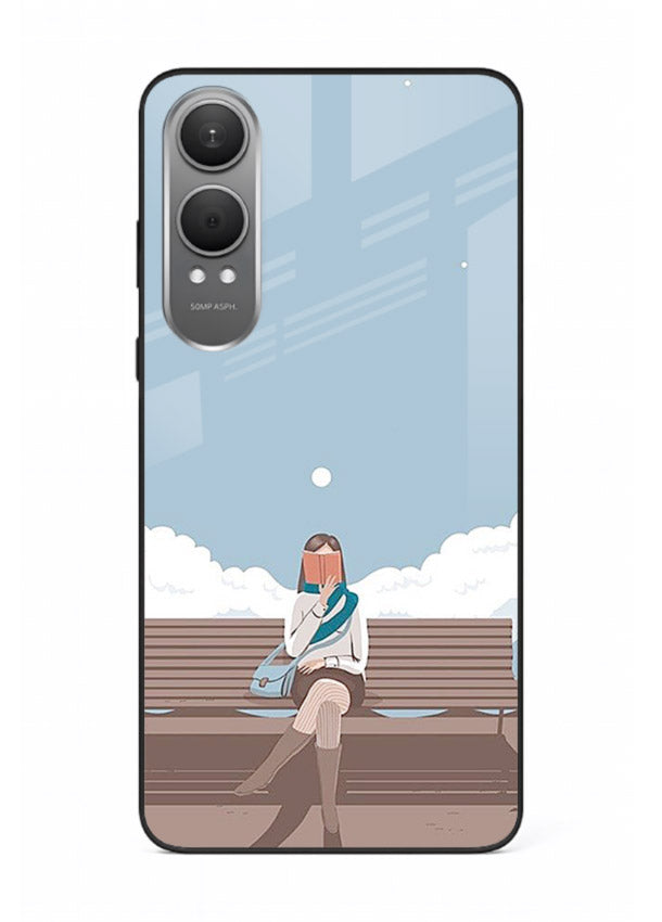 Park Bench Girl aesthetic illustration OnePlus Nord CE4 Lite glass back cover