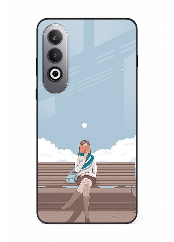 Park Bench Girl aesthetic illustration OnePlus Nord CE4 glass back cover
