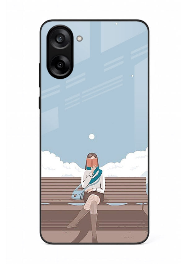 Park Bench Girl aesthetic illustration OnePlus Nord CE5 glass back cover