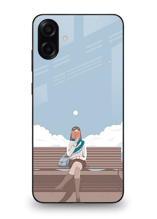 Park Bench Girl aesthetic illustration Samsung A07 4G glass back cover