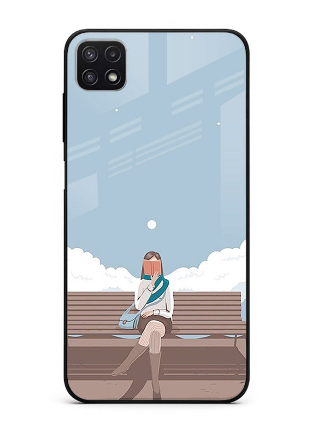 Park Bench Girl aesthetic illustration Samsung A22 5G glass back cover