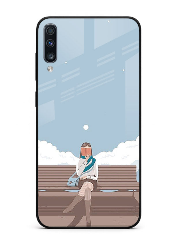Park Bench Girl aesthetic illustration Samsung A70 glass back cover