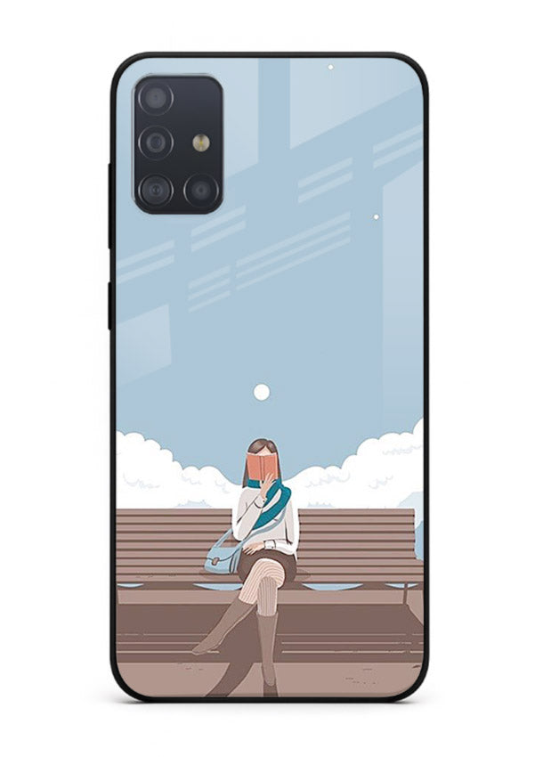 Park Bench Girl aesthetic illustration Samsung A71 glass back cover