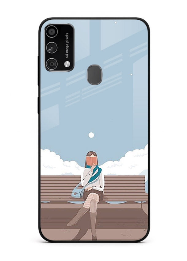Park Bench Girl aesthetic illustration Samsung F41 glass back cover