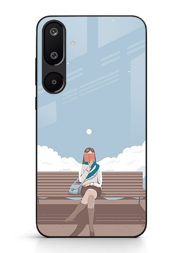 Park Bench Girl aesthetic illustration Samsung M16 5G glass back cover
