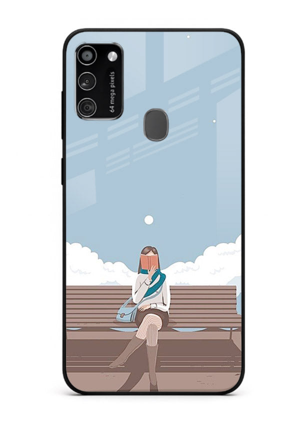 Park Bench Girl aesthetic illustration Samsung M30s glass back cover