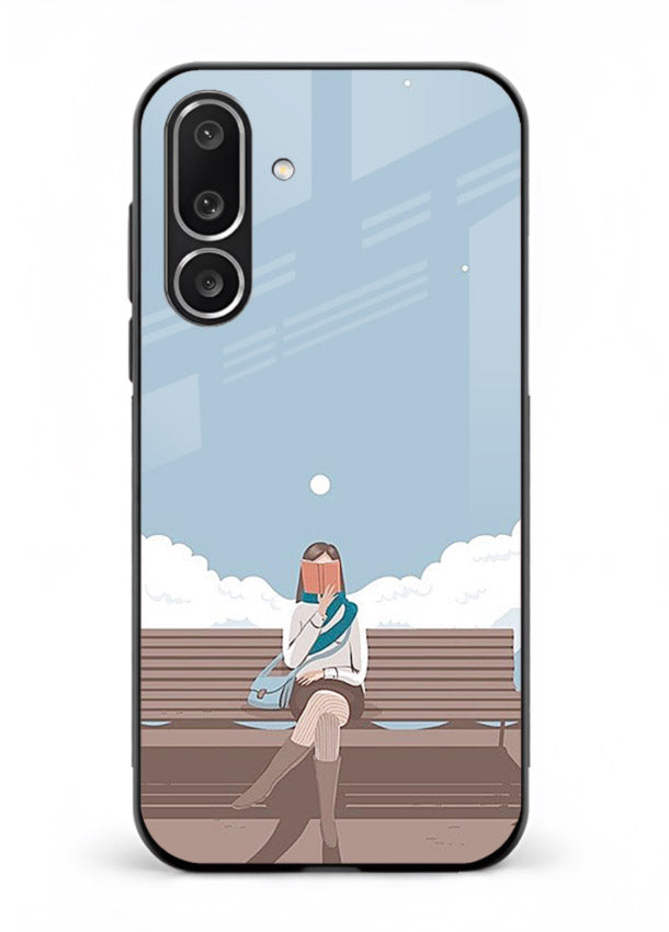 Park Bench Girl aesthetic illustration Samsung F56 5G glass back cover
