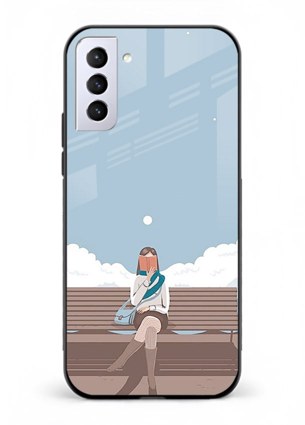 Park Bench Girl aesthetic illustration Samsung S21 FE glass back cover
