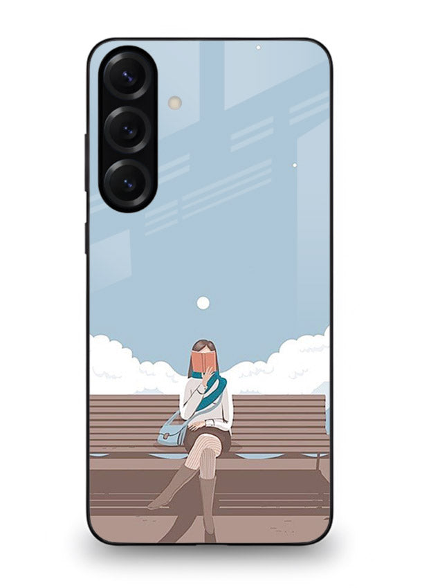 Park Bench Girl aesthetic illustration Samsung S23 FE glass back cover