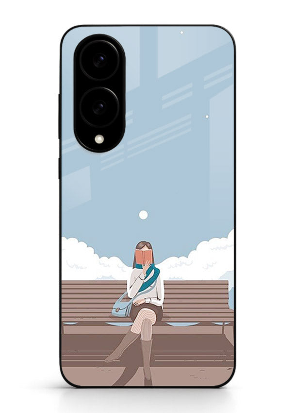 Park Bench Girl aesthetic illustration Samsung S25 Edge glass back cover