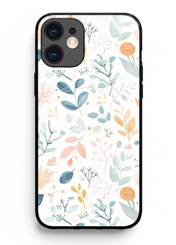 Pastel Garden Leaves pastel botanical pattern iphone 12 mini glass back cover
