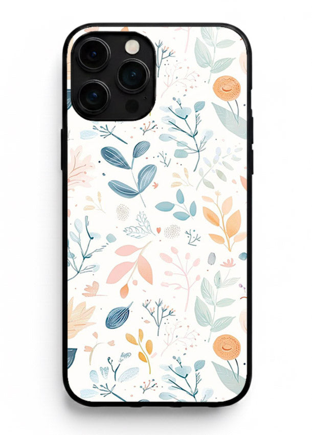 Pastel Garden Leaves pastel botanical pattern iphone 13 pro max glass back cover