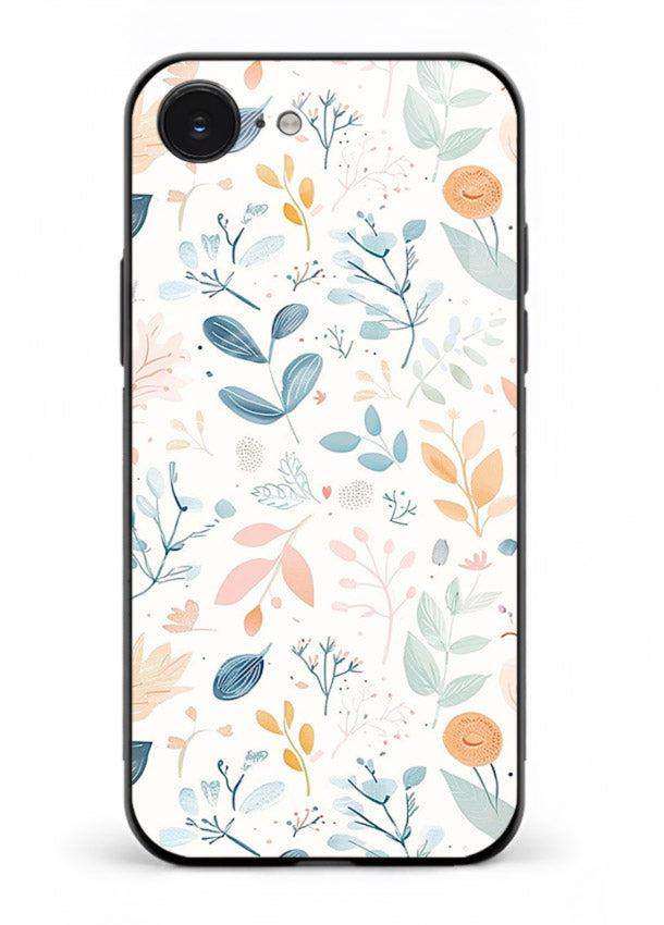 Pastel Garden Leaves pastel botanical pattern iphone 16e glass back cover