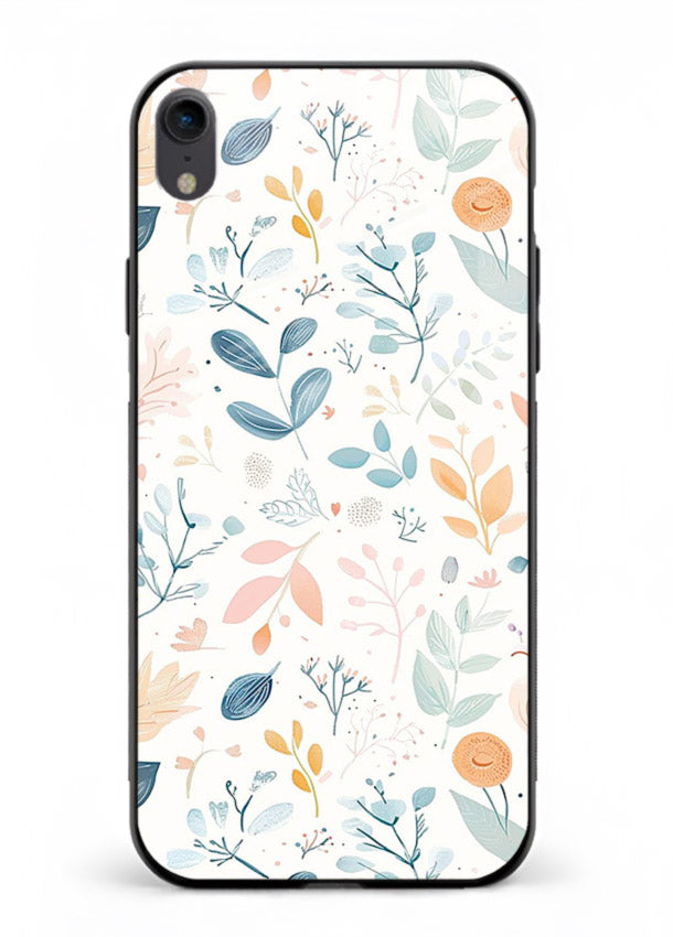 Pastel Garden Leaves pastel botanical pattern iphone xr glass back cover