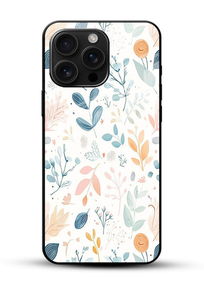 Pastel Garden Leaves pastel botanical pattern glossy vibrant premium glass back cover - Angle Front