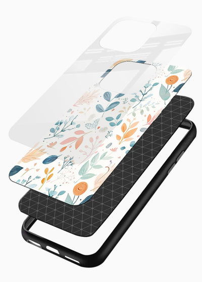 Pastel Garden Leaves pastel botanical pattern glossy vibrant premium glass back cover - Angle Layers