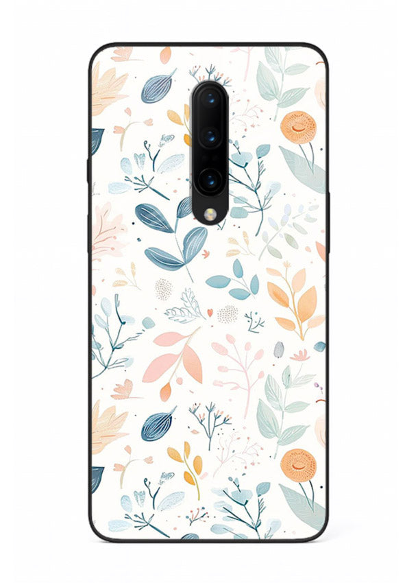 Pastel Garden Leaves pastel botanical pattern OnePlus 7T Pro glass back cover