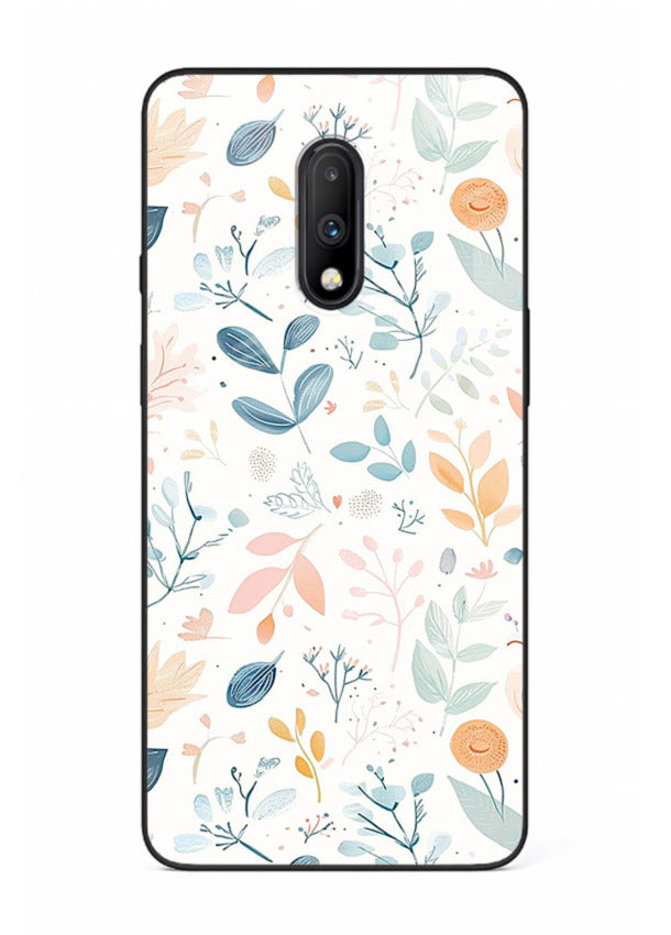 Pastel Garden Leaves pastel botanical pattern OnePlus 7 glass back cover