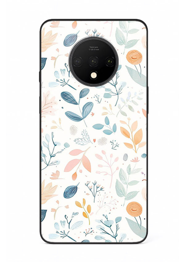 Pastel Garden Leaves pastel botanical pattern OnePlus 7T glass back cover