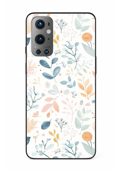 Pastel Garden Leaves pastel botanical pattern OnePlus 9 glass back cover