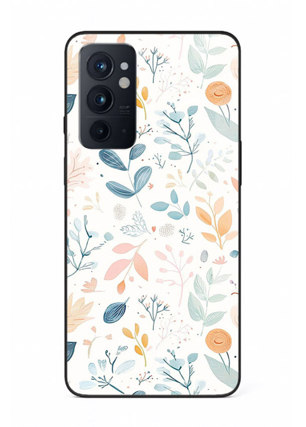 Pastel Garden Leaves pastel botanical pattern OnePlus 9RT glass back cover