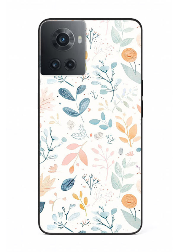 Pastel Garden Leaves pastel botanical pattern OnePlus 10R glass back cover