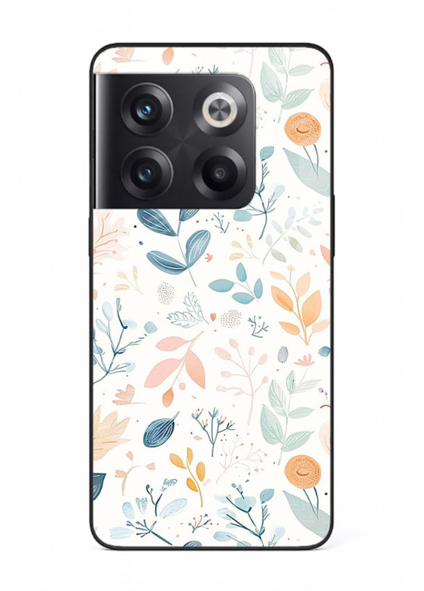 Pastel Garden Leaves pastel botanical pattern OnePlus 10T glass back cover