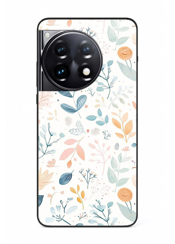 Pastel Garden Leaves pastel botanical pattern OnePlus 12R glass back cover