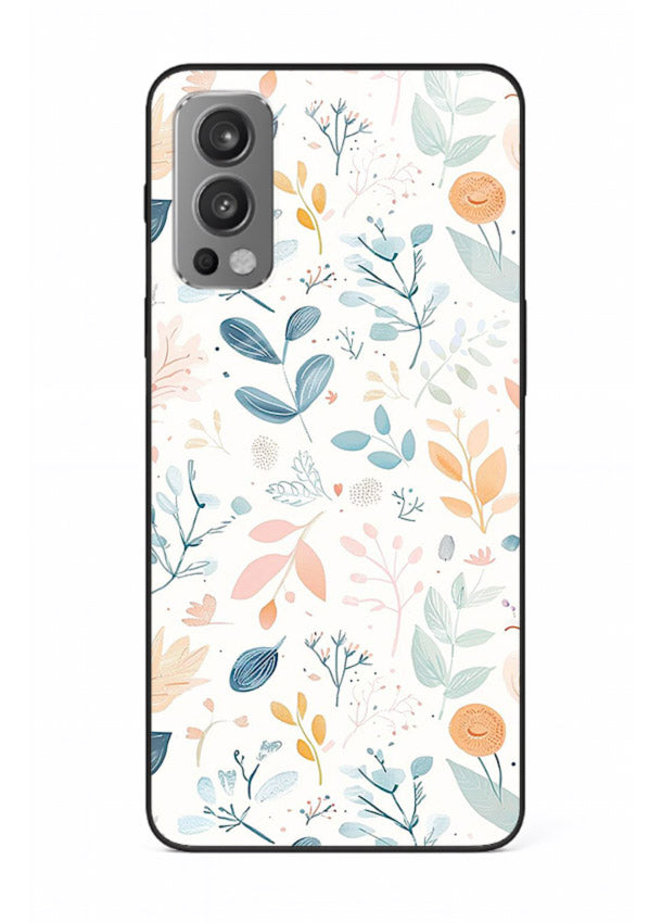 Pastel Garden Leaves pastel botanical pattern OnePlus Nord 2 glass back cover