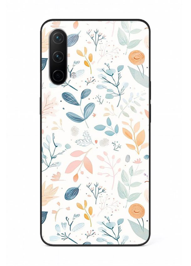 Pastel Garden Leaves pastel botanical pattern OnePlus Nord CE 5G glass back cover